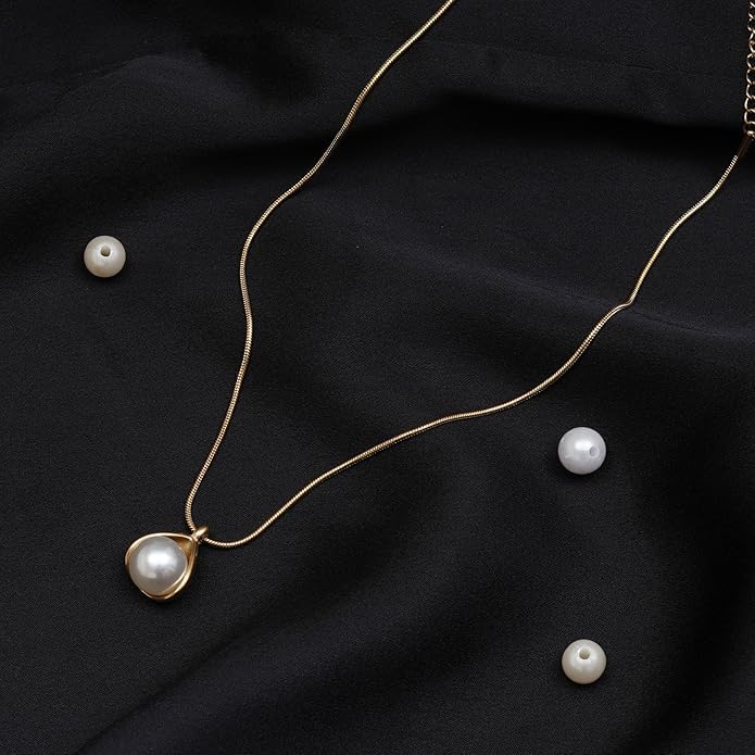 Image of Necklace Set For Women Stylish | Anti Tarnish Waterproof Stainless Steel Chain Pendant Necklaces Jewelry for Love | Gold Plated Jewellery Accessories for Woman & Girls | Birthday Gift for Wife & Girlfriend