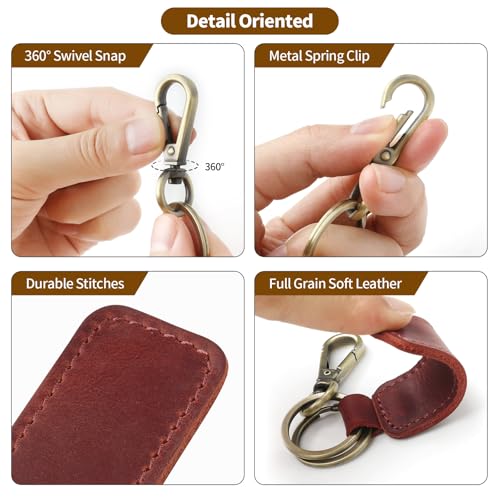 Image of Jack&Chris Genuine Leather Car Keychain, Universal Key Fob Keychain, Leather Key Chain Holder for Men and Women, JC306