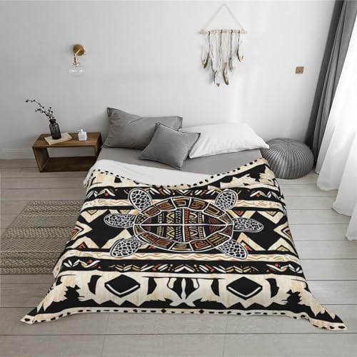 Couverture flanelle douce imprimé tortues ethniques premium - 8