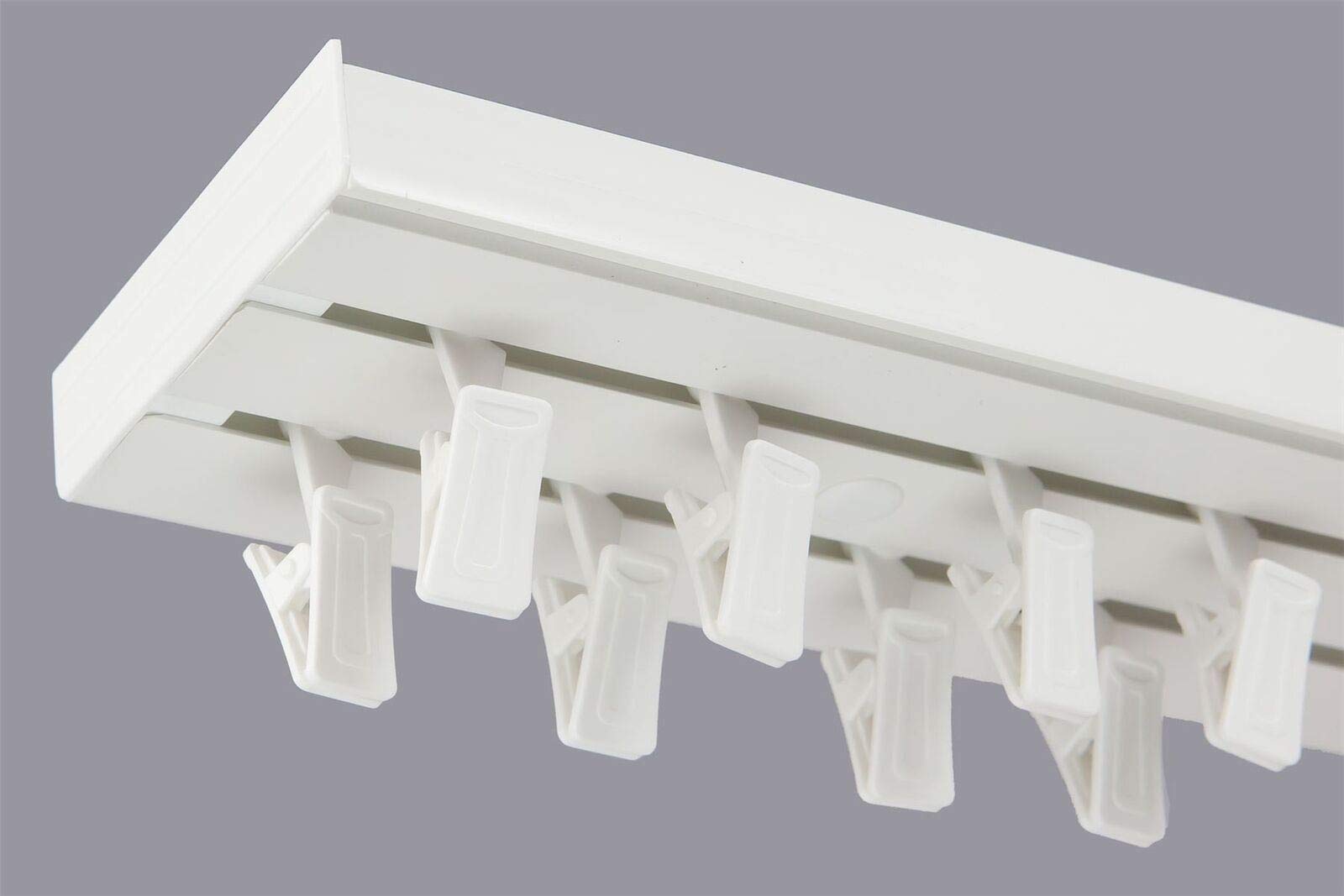 KARPOL Double Curtain Rail Track PCV Ceiling SET with CLIPS 118cm