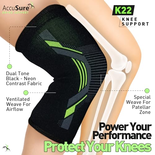 Image of AccuSure Bamboo Knee Cap for Pain Relief, Arthritis & Sports | Anti-Skid, Anti-Sweat Compression Sleeve for Men & Women | Breathable Support for Gym, Running | Unisex, Large