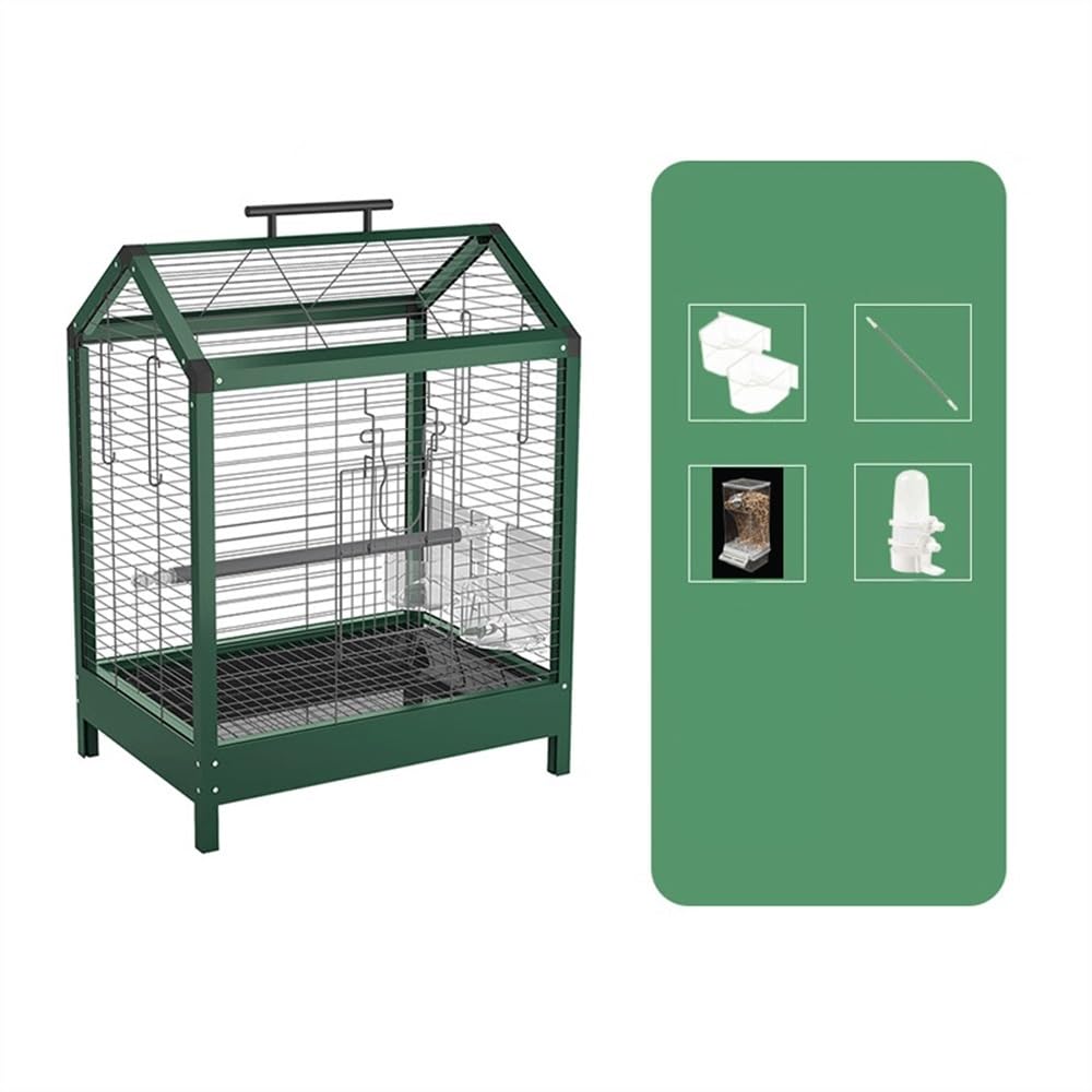 Vogelkäfig Vogelkäfig aus Metall, einstöckiger Schaukäfig, dekorativer Käfig for Papageien und Kanarienvögel, Heimkäfig, grün Haustierzubehör