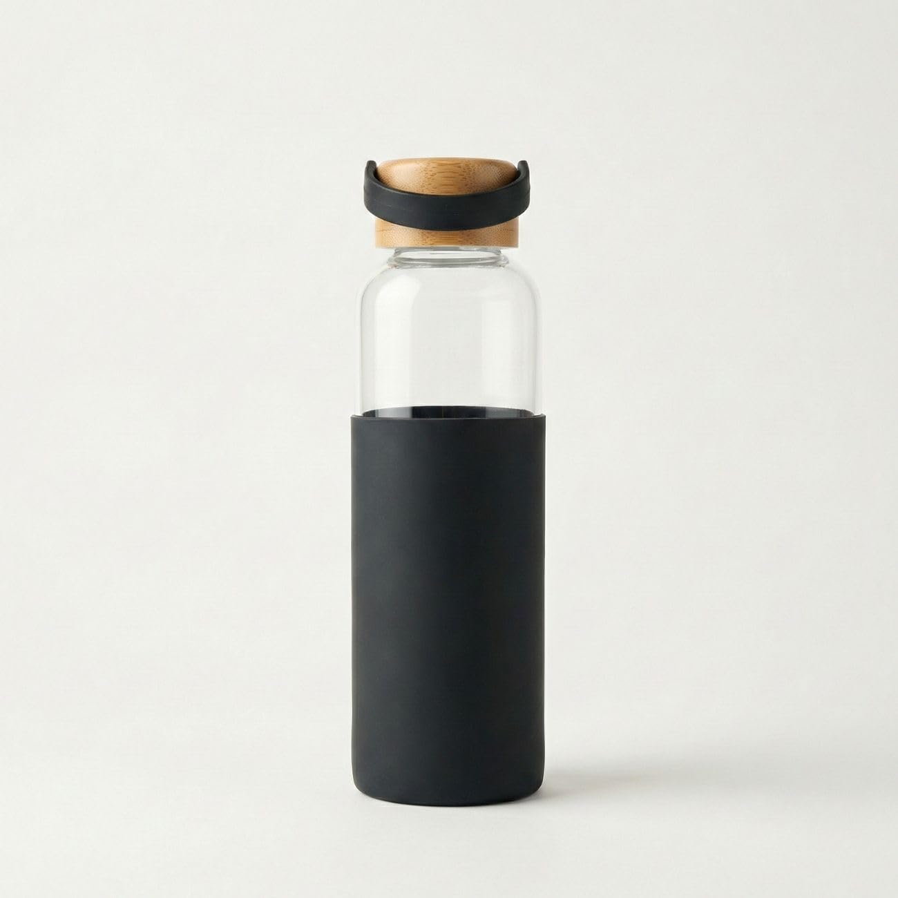 Frosted Glass Water Bottle - Bamboo Cap -15 Frosted Glass Water Bottle - Bamboo Cap -15