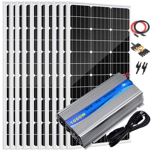 AUECOOR 1000W Grid Tie Solar System Kit :10 pcs 100W ...