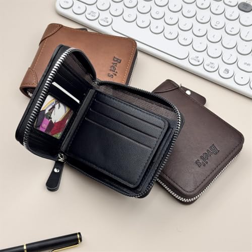 Mens Blocking Wallets Zipper Leather Wallet for Men Bifold Card Holder4