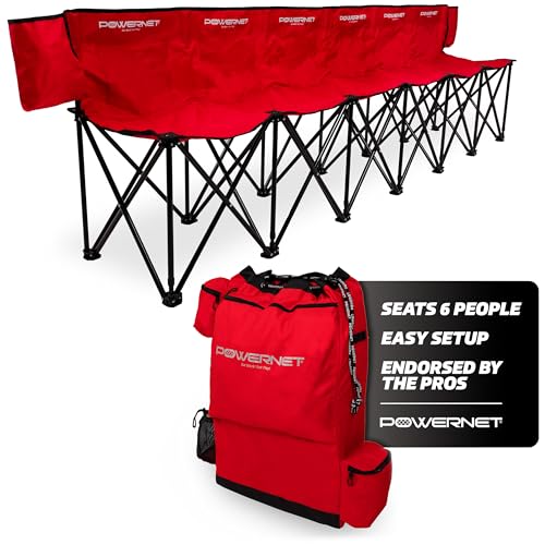 PowerNet 6 Seater Team Bench Folding Chair, Portable Chair for Soccer Basketball Football Teams...