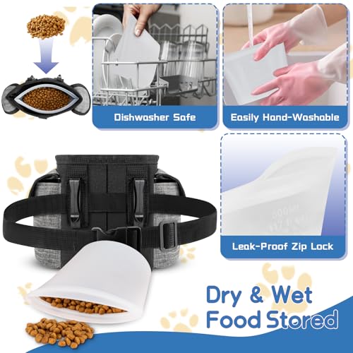 Leckerlitasche für Hunde Bauchtasche Hundetraining mit Hundekotbeutelspender & InnenTasche in Silikon Hundezubehör Leckerlibeutel für Hund mit Verstellbarem Gürtel für Hundefutter Aufbewahrung Gehen