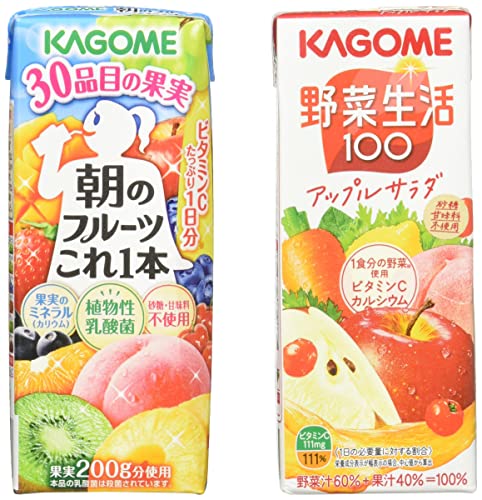 カゴメ 朝のフルーツこれ一本200ml×カゴメ 野菜生活100アップルサラダ200ml×各24本