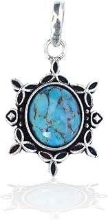Blue Copper Turquoise Pendant- 925 Sterling Silver Plated Pendant- Blue Gemstone Pendant-Oval Shape Cabochon Gemstone Pendant- P18I