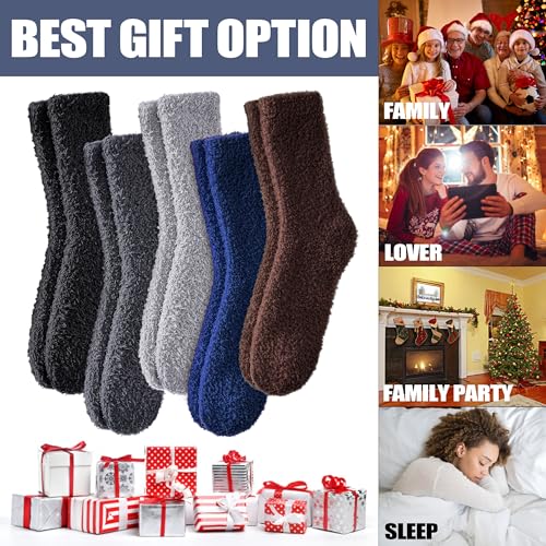 Image of CHOWISH Womens Fuzzy Slipper Socks Super Soft Microfiber Fluffy Cozy Winter Warm Fuzzy Crew Socks