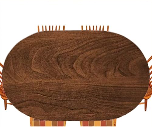 Mantel ajustable elástico ovalado de madera, textura de madera, para decoración de mesa de cocina, comedor, picnic al aire libre, se adapta a mesas