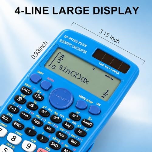 Image of IPEROT Scientific Calculators,Solar Blue Scientific Calculator 417 Function | Desktop Math Calculators School Supplies Suitable for High School and College Students Algebra and Other Math Textbooks,