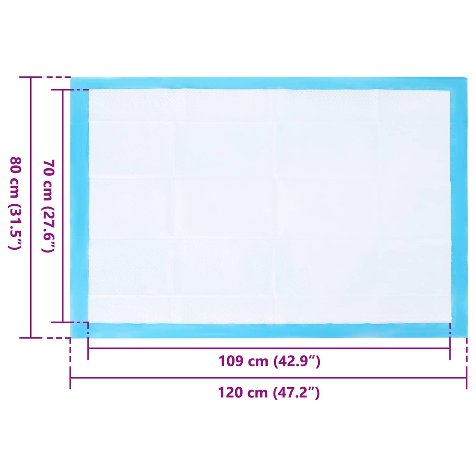 Lot de 100 Alaise pour Chien, Tapis Éducateur Hygiénique Jetable Absorbant Alèse Pipi Propreté Educateur pour Chien en Tissu Non tissé 100 pcs 120x80 cm
