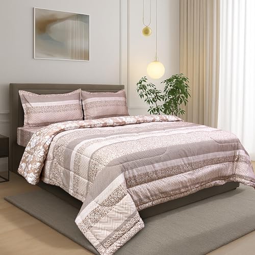 Image of Signature Reversible Super Soft Double Bed Comforter /Quilt Set 350GSM 88x90 inches, and Fitted Elastic Bed Sheet with Pillow Covers (Sunny Day, Comforter Set)