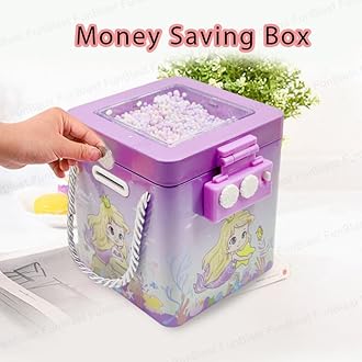 FunBlast Mermaid Piggy Bank - Pink/Purple Coin Box for Girls, Money Bank with Password, Kids Coin Box