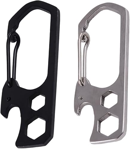 Miniatura 5 de Bluelans - Llavero de acero inoxidable con mosquetón, abridor de botellas, llave hexagonal, multiherramienta, día de la madredía del