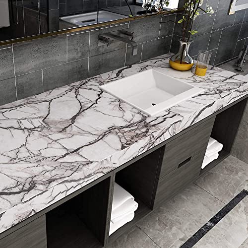 Image of WISDOM Marble Wall Sticker Wallpaper Decorative Home /Furnituer /Cabinets Marble Vinyl Wallpaper (24x36 Inch, Rosso Black)