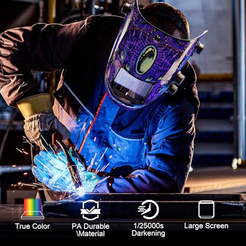 Image of ARCCAPTAIN Auto Darkening Welding Helmet, 3.94 inchX3.66 inch Large Viewing Screen True Color Welding Hood with 4 Arc Sensor Solar Powered, Wide Shade 4-5 /5-9 /9-13 Welding Mask (Cthulhu)