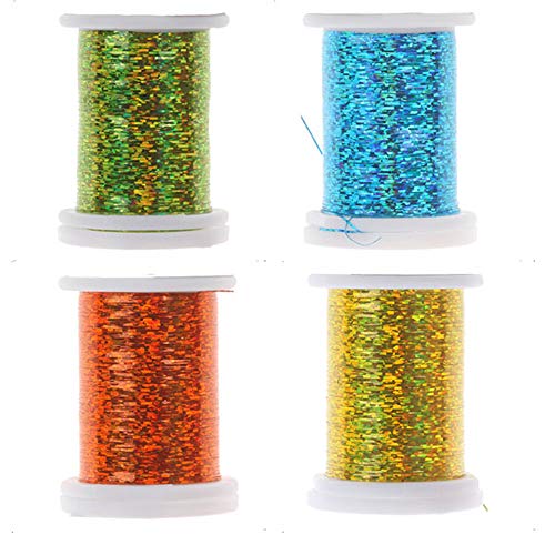 Riverruns Micro Glint Nymph Thread, Holo Flat Tinsel, Fluo Thread Fly Tying Material Proudly From Europe Trigger To The Fish (10 Color/Set Holo Flat Tinsel) #TOP2
