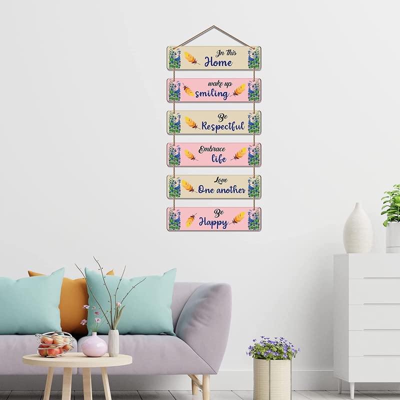 Image of Proxoto Happy Home Quote Wall Art | Wall Hanging Best for Dining Room| Livingroom | Bedroom | Home Decor Pack of 1 (Beige)
