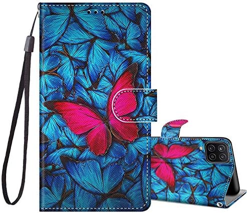 JRIANY compatible with Samsung Galaxy A12 / M12 Case, PU Leather Wallet Phone Case Pattern Design Magnetic Folio Flip Case Shockproof Protective Cover with Kickstand Card Holders, Footprint