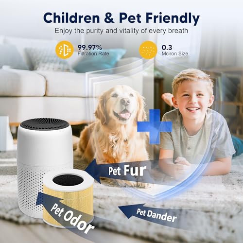 Core Mini Pet Care Replacement Filter for LEVOIT Core Mini and Core Mini-P Air Purifier, 3-in-1 H13 True HEPA High-Efficiency Activated Carbon, Core Mini-RF-PA, 2 Filter & 10 Fragrance Sponge, Yellow