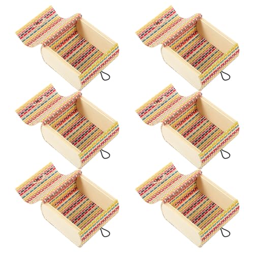 SHERCHPRY Caja de Almacenamiento de Joyas Pequeña de Bambú 6 Piezas, Cofre Miniatura Cortina de Caña Colorida, Joyero Práctico para Organizar y Guardar Accesorios en Hogar y Oficina