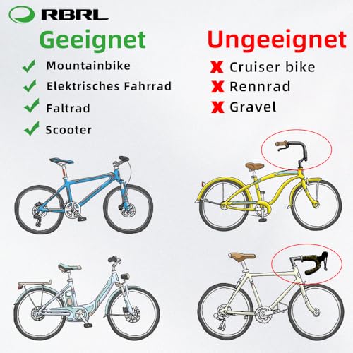 RBRL Fahrradspiegel, Nicht Leicht Zu Blockierender Übergroßer Rückspiegel, Bruchfest & Langlebig, 360° Verstellbar für E-Bike (Links) – Ansicht 5