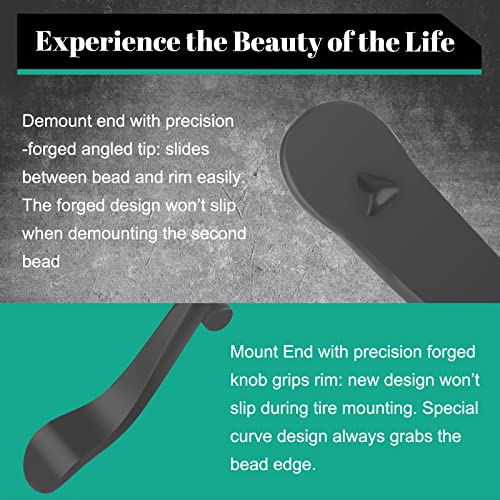 2 PCS Tire Mount and Demount Iron, 34645 Tire Iron, Tire Bars for Semi Tires, Tire Changing Tools, Semi Truck Tire Tools, 37In, 3/4 in, Black - Image 6