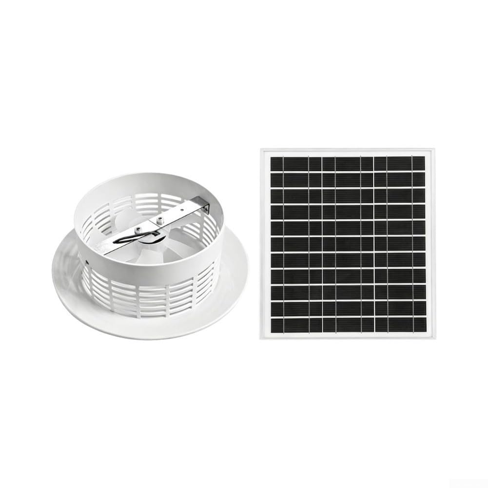 12V Solar Dachventilator 160mm Leistungsstark für Küche Bad - Wetterfest ABS Lüfter mit Panel(Fan+solar panels)