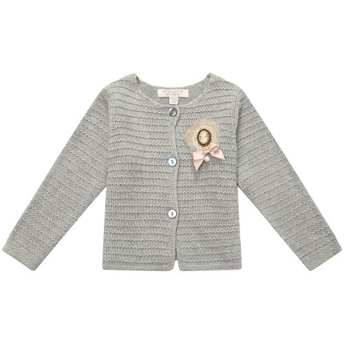 Richie House Girls' Cardigan Sweater with Brooch RH1410