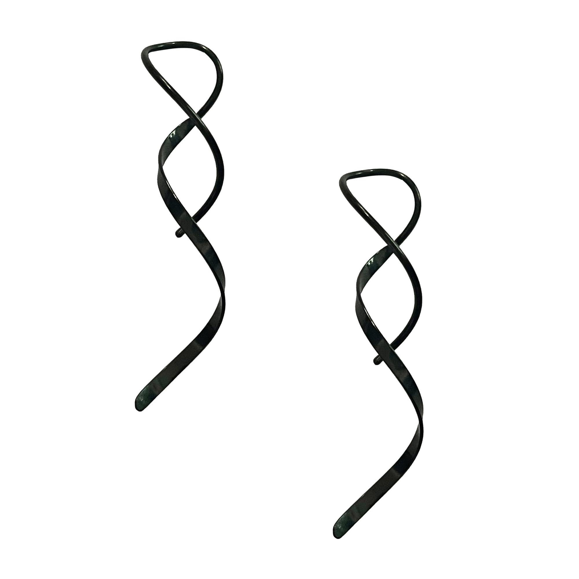 Locrccl Handmade Double Spiral Threader Earrings,Hand Bent Dangle Earrings Hypoallergenic Twist Chain Wave Tassel Curved Pull Through Earrings Jewelry