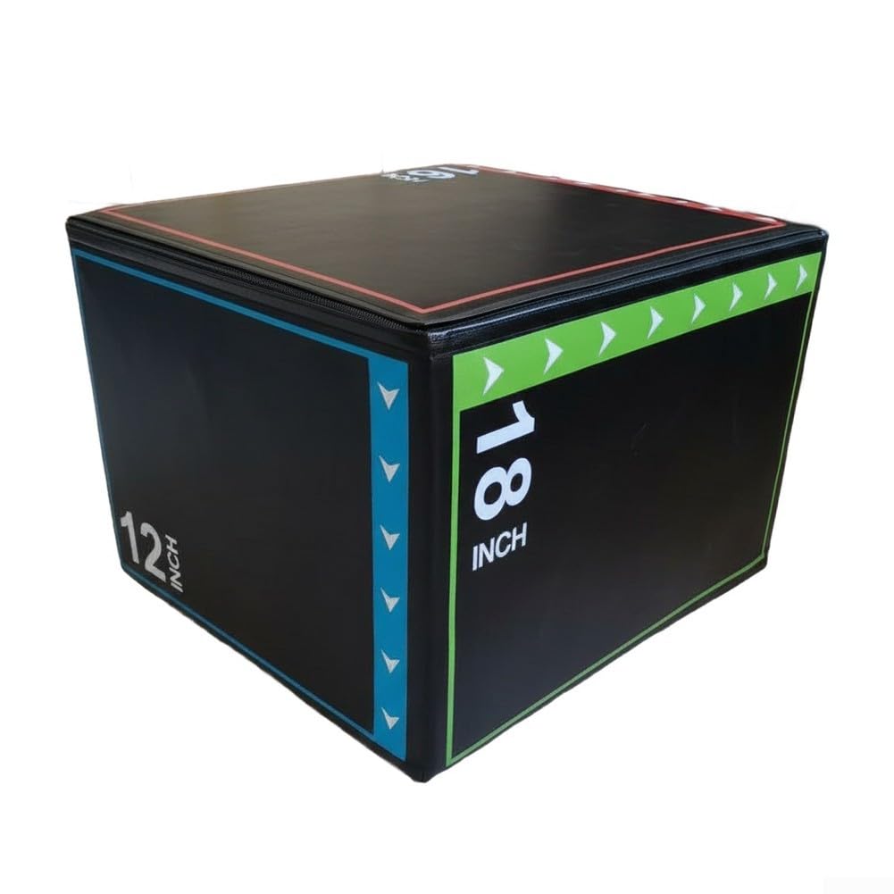 Weiche Plyometrische Box; 3-in-1; verstellbare Schaumstoff-Sprungplattform für Heim-Fitnessstudio; Krafttraining und Cardio-Übungen; Schwarz (30 x 40 x 45 cm)