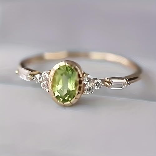 Miniatura 5 de Anillo de circonita cúbica ovalada vintage chapado en oro, accesorio personalizado, ideal para mujer, uso diario, casual, fiesta, vacaciones,