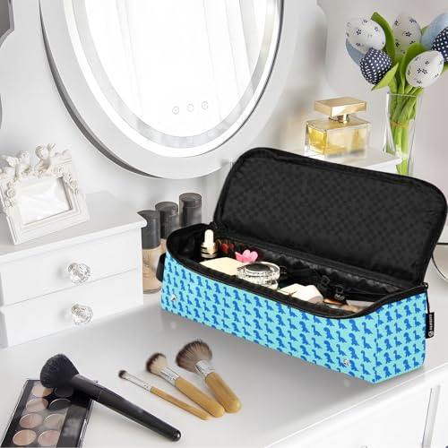 Organizador 2 en 1 para herramientas de cabello con tapete resistente al calor removible, bolsa de viaje para planchas, rizadores y secadora, diseño dinosaurio miniatura 7