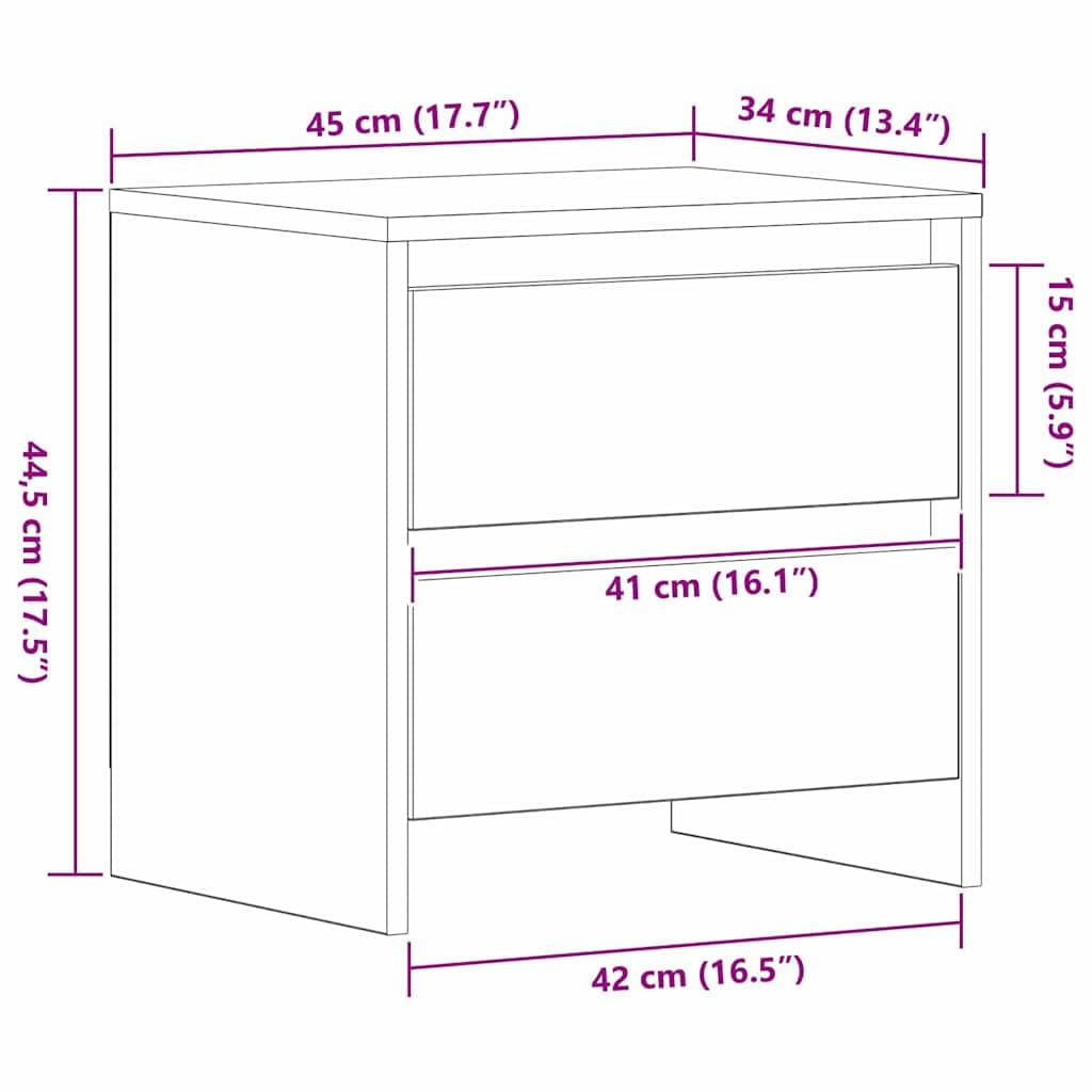 vidaXL Cabinet de Chevet avec tiroir Chêne Artisanal 45 x 34 x 44,5 cm, Table de Chevet Rustique, rangements Pratiques, Meuble décoratif, Parfait pour l'organisation à la Maison