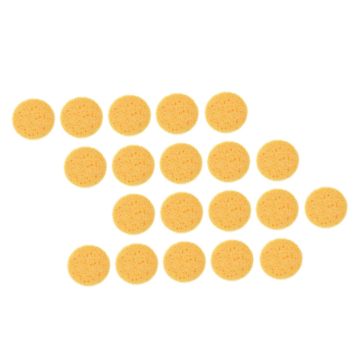 Piumino da Cipria Rotondo 100 Pezzi in Spugna di Cellulosa | Giallo, per Casa e Salone, Assorbe Perfettamente la Cipria, Effetto Make-up Naturale e Pulizia Viso