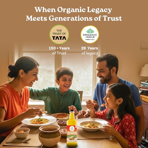 Image of Organic India Groundnut (Peanut) Oil, 1000ml | Cold Pressed Unrefined Organic Oil with Natural Flavour | Certified Organic and Lab Tested on 250+ Parameters | Perfect for Daily Cooking | Natural Aroma and Taste