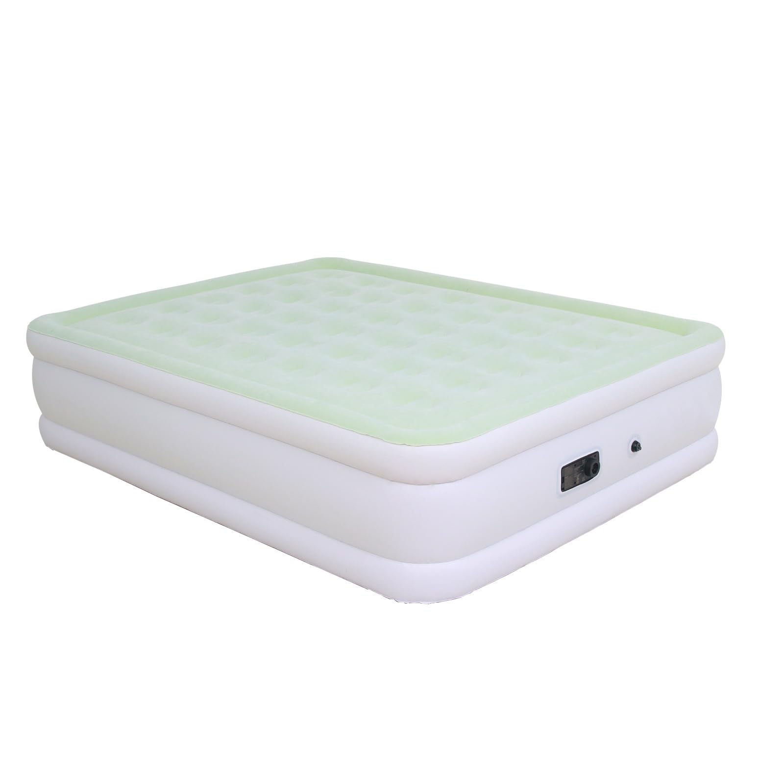 Colchón de aire tamaño Queen con bomba integrada, colchón inflable de 18 pulgadas, verde y blanco