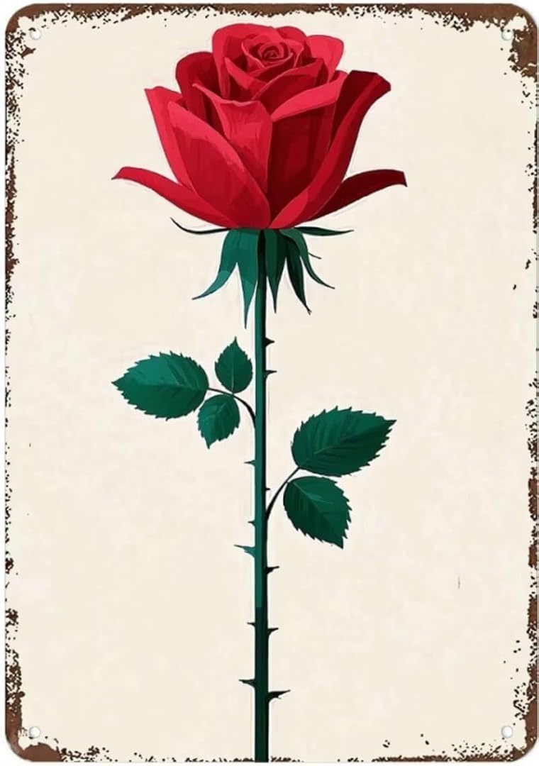 Rose Retro Funny Novelty Art Backyard Sign Funny Wall Décor Tin Signs Poster Cafe Plaque 8 x 12 Inch