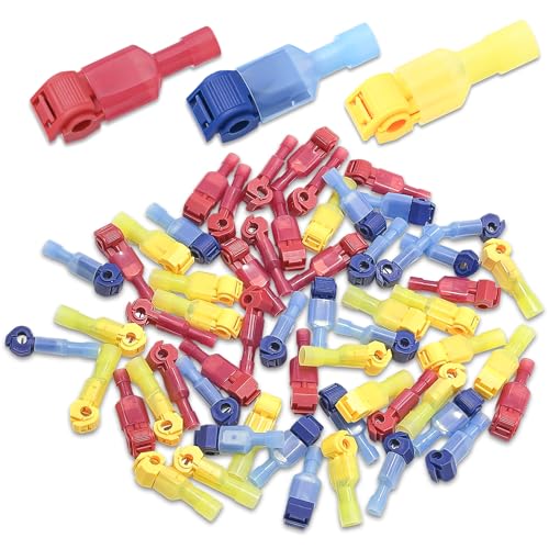 Leyrens 120 Piezas T-tap empalme rápido kit, Terminal de cable aislado de cable rápido, Conectore rama empalme eléctricos, Conector de cable crimpado, Adecuado para cableado de automóviles