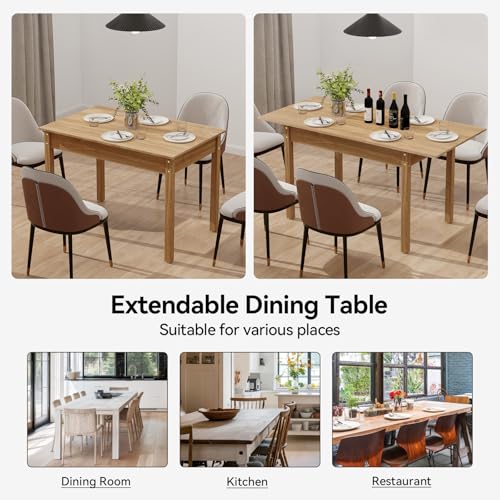 ARTETHYS Dining Table, 110-150cm Wood Extendable Table for 4-6 People, Large Kitchen Dinner Table with Solid Legs for Restaurant, Home - Image 5