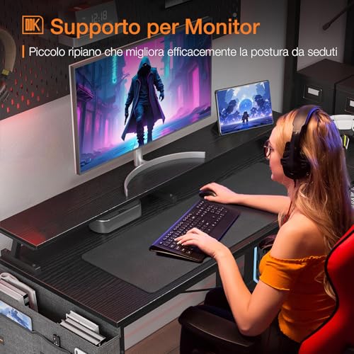 Scrivania Angolare Reversibile, 120x80cm Scrivania Gaming a L con Porta di Ricarica USB e Presa di Corrente, Tavolo a L per Casa Ufficio, Nero - Scrivania Gaming - Immagine 6
