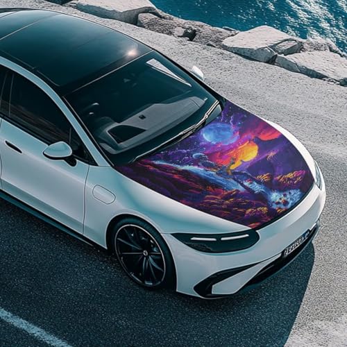 Image of Canyon Skeleton Guitarist Car Hood Cover Protector Car Hood Wrap Blankets Waterproof Stretchable All Weather Universal Automotive Accessories for Most SUV Sedans