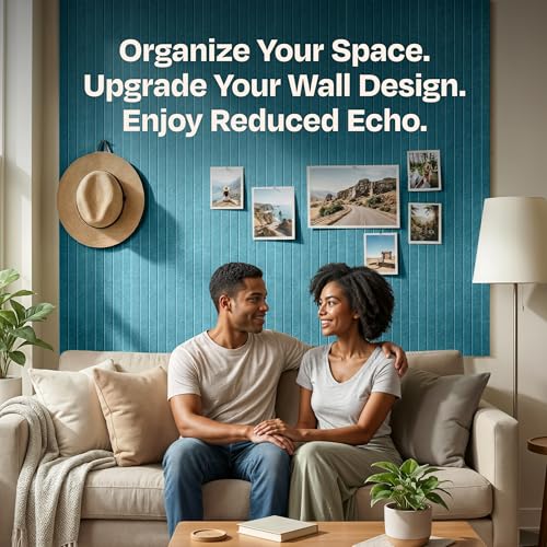 Image of X-Large Cork Board Alternative 12-Pack Felt Bulletin Board Thick and Decorative Pin Board for Home Office Walls 47.24 x 35.43 Inches with 72 Adhesive Tabs - [Light Turquoise]