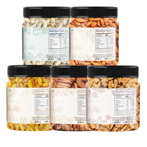 Image of Lila Dry Fruits Daily Needs DryFruit Combo Pack 500 g (5 x 100g) Almonds, Walnuts, Anjeer, Cashews, Raisins | Healthy and Nutritious Rich in Vitamins Minerals Dry Fruit Mix Perfect for Gifting