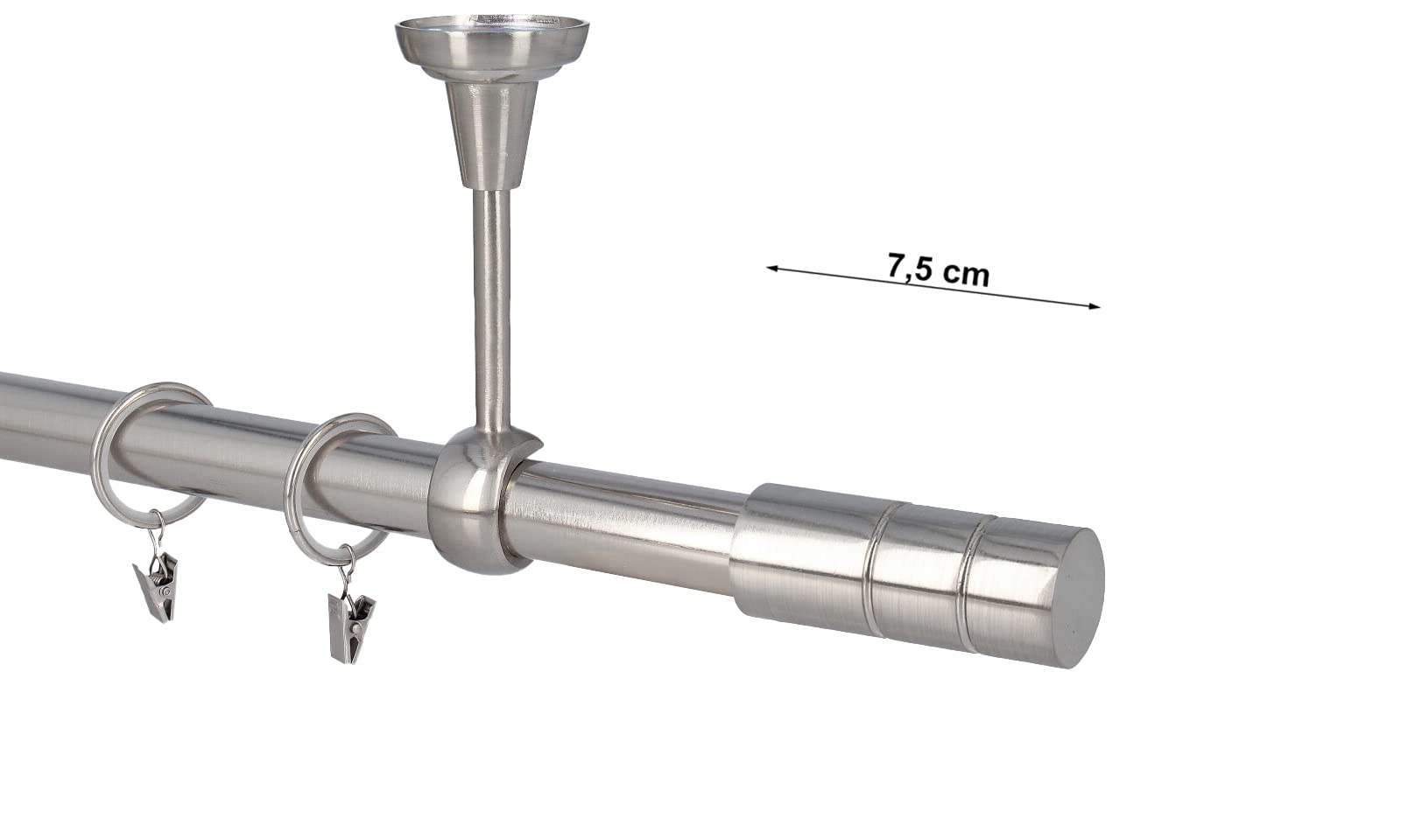 Kit Bastone per Tende in metallo 25mm Acciaio Inox Montaggio a Soffitto 240 cm Gaja