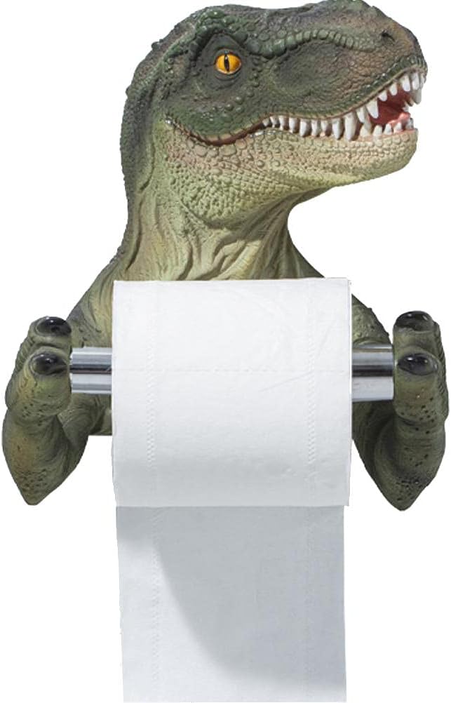 3D Dinosaur Roll Paper Holder - Wall-Mounted Toilet Paper Rack Lifelike Dinosaur Design Roll Paper Holder for Toilet Bathroom