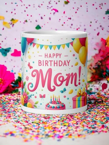 Image of Better Gift Flowers Happy Birthday Mom Pink Theme Mug, Round Shaped Multicolor Themed Coffee Mugs, Mug for Gifting, Gifting Items for Family, Friends & Closed Ones