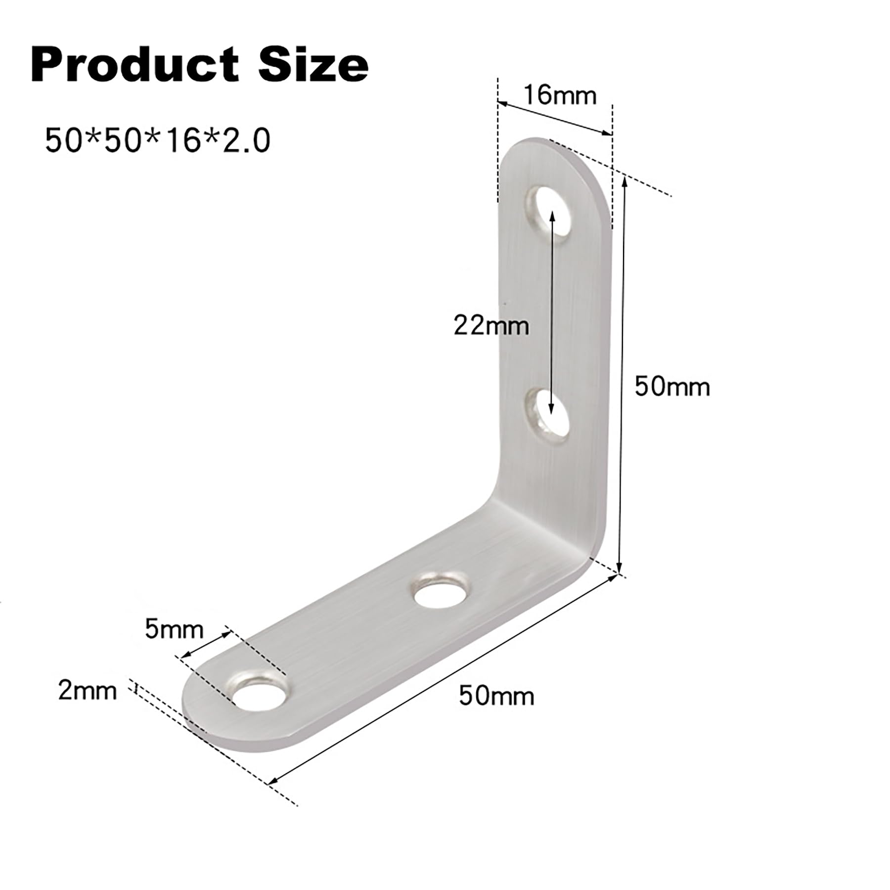 Stainless Steel Angle L Brackets - 50x50mm, 16pcs for Furniture & Shelves - Strong & Durable, 16pcs 50mm - Image 2
